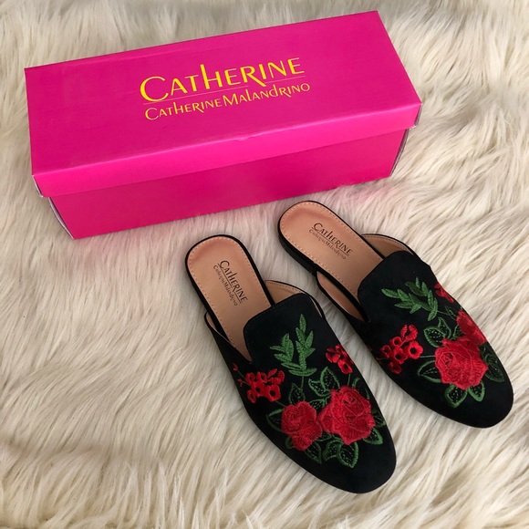 Catherine Malandrino Shoes - CATHERINE MALANDRINO embroidered suede Mules